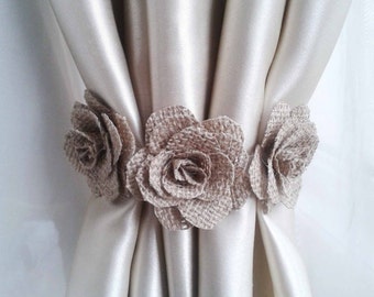 Curtain tie back,1 PCS, Burlap Flower curtain tie backs,Shabby chic curtains, Burlap Curtain Tie Back,Home Decor,Baby Nursery Decor,Etsy.com