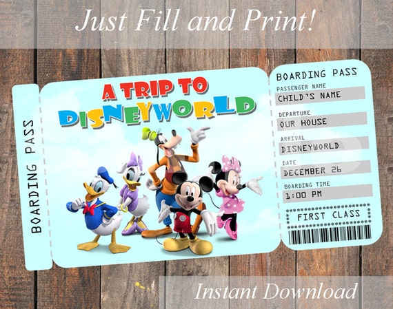 Printable Ticket to Disneyworld/Disneyland by KirstensKreation