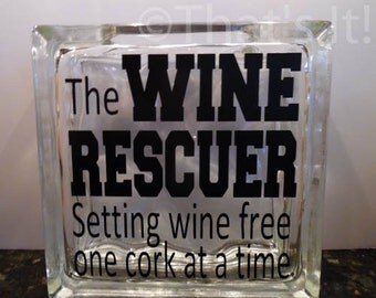 wine cork holder, glass block cork collector, the Wine Rescuer, mothers day gift, wine drinker, housewarming gift, birthday gift