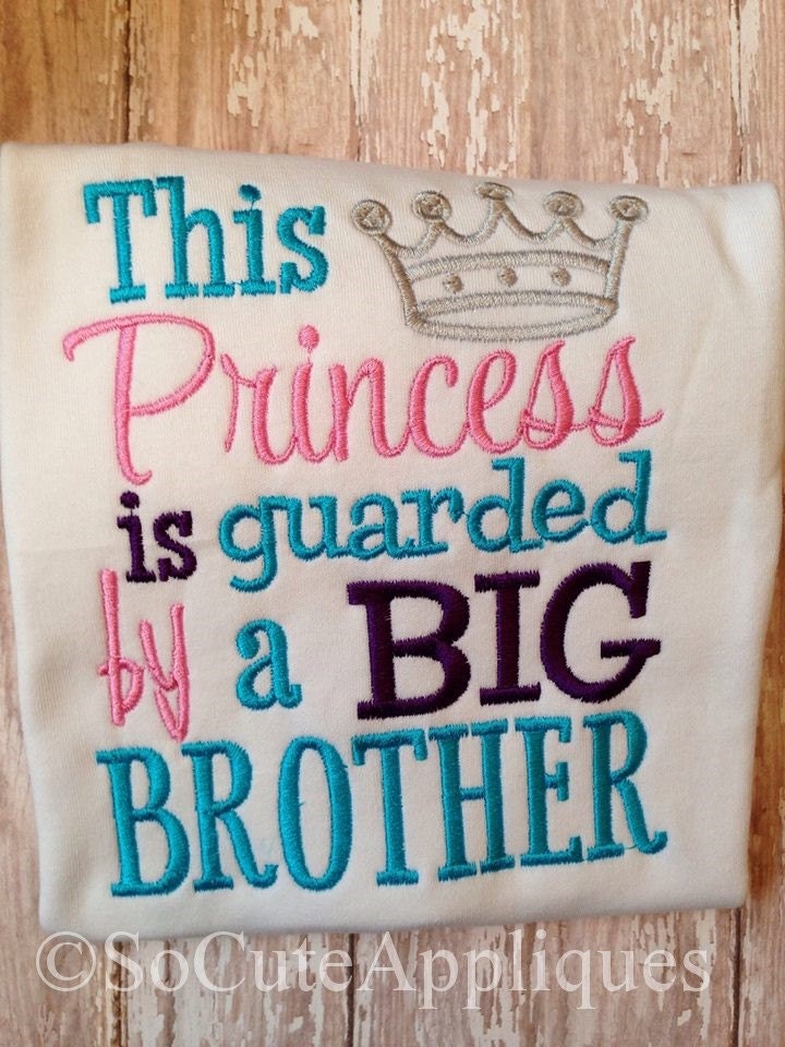 Embroidery design 5x7 Princess guarded by a big brother 5x7