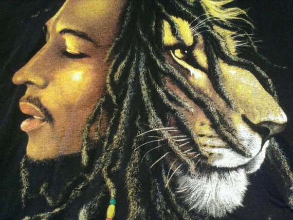 Items Similar To Bob Marley And Lion Of Zion Double Sided T Shirt Xlarge On Etsy 4604