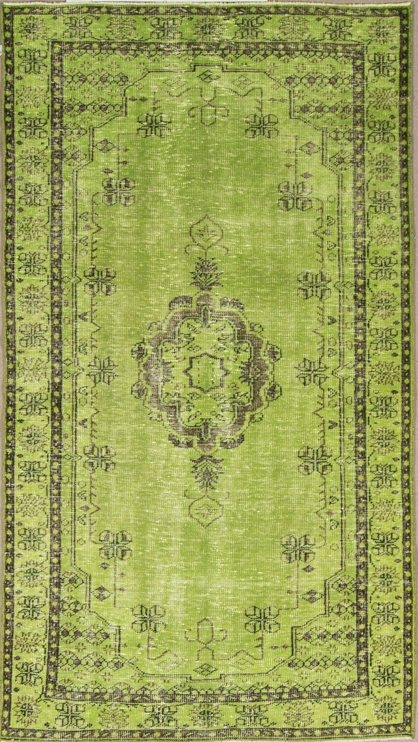 9,1×5 ft 276×152 cm vintage green grün overdyed handmade unique rug