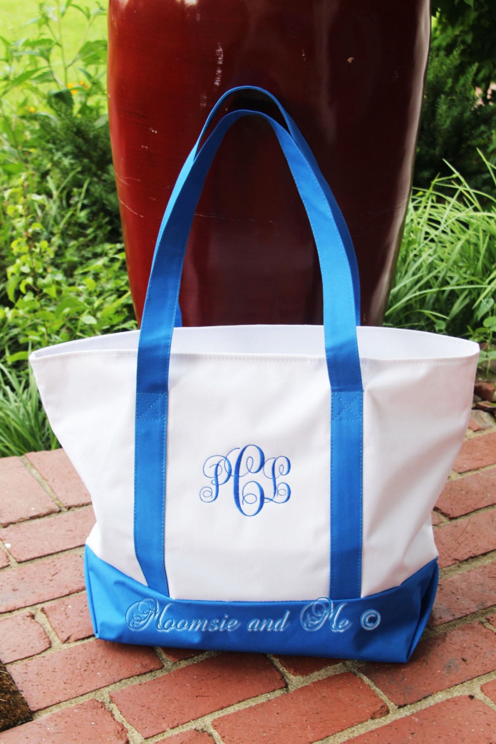 Monogram Tote Bag Personalized Beach Bag by moomsieandme on Etsy