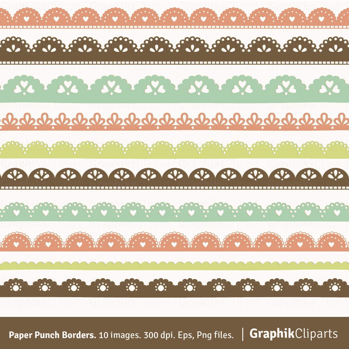 Paper Punch Borders Clipart. Paper Cut Borders. Scrapbook