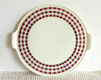 Grand plat à tarte ou à gâteaux rond en porcelaine Villeroy et Boch vintage France 1960