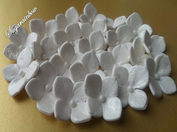 20 Edible Sugar Hydrangea Flowers Decorations cake cupcake toppers