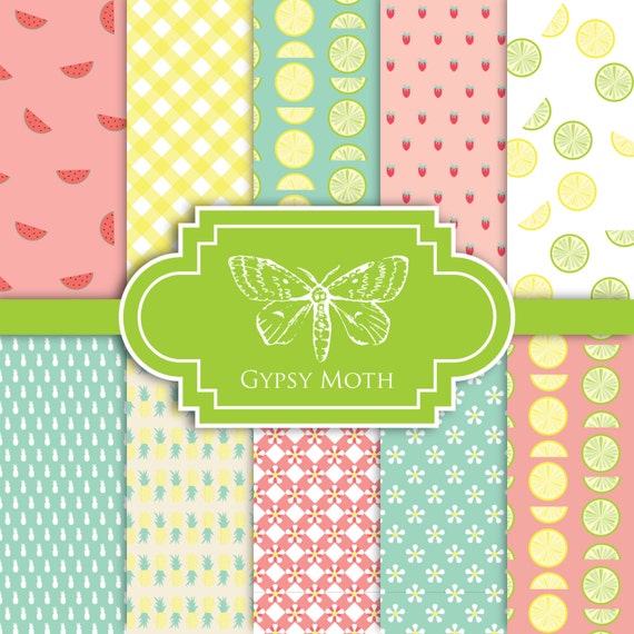 Fruit Salad Digital Scrapbook Printable Paper by gypsymothdesign