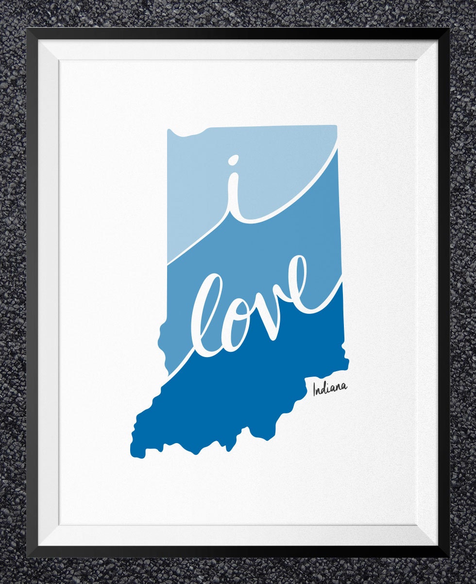 Indiana Wall Art Print Indiana Print Indiana Art Indiana