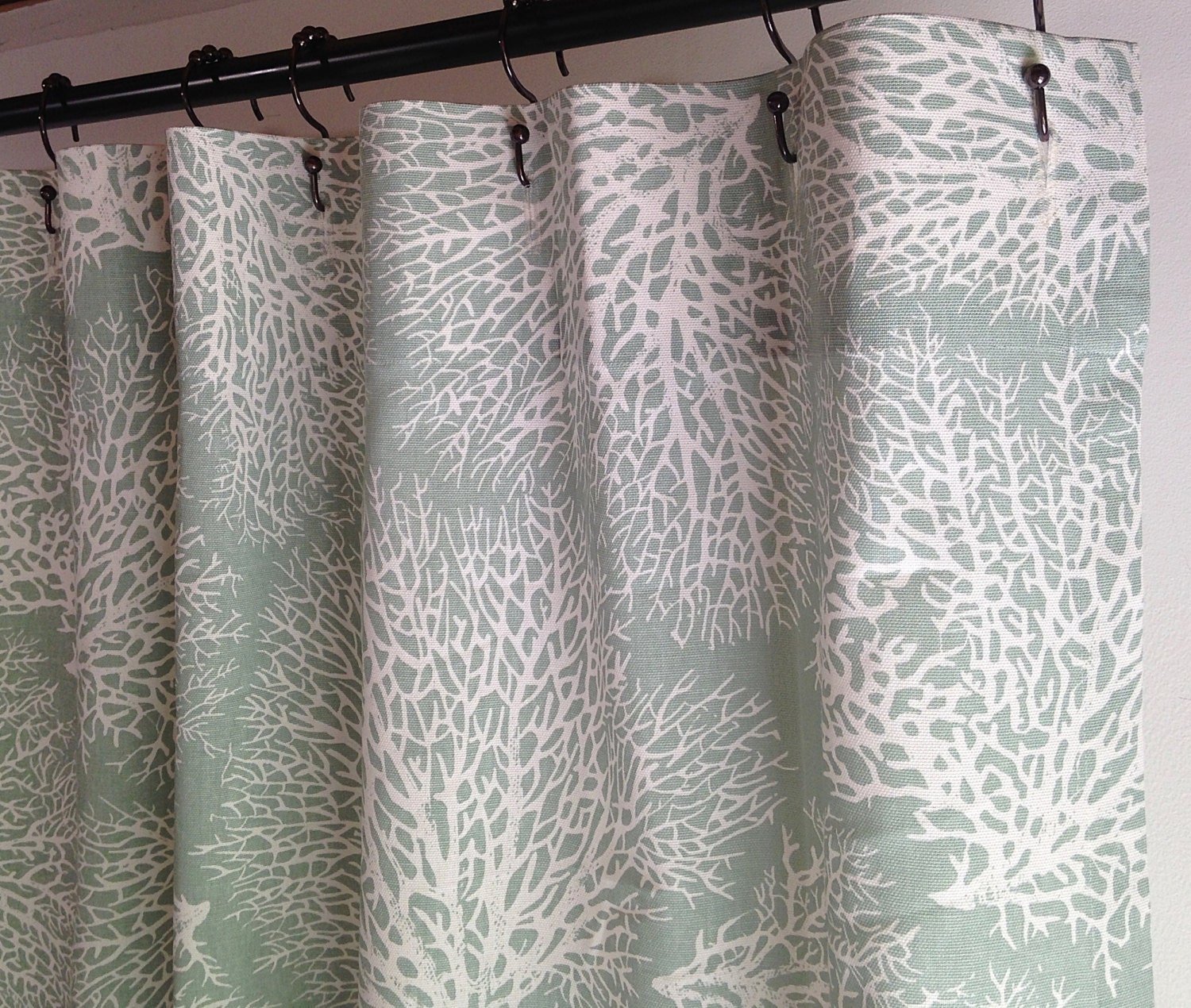 Shower Curtain Coral shower curtain Ariel Spa ivory spa green