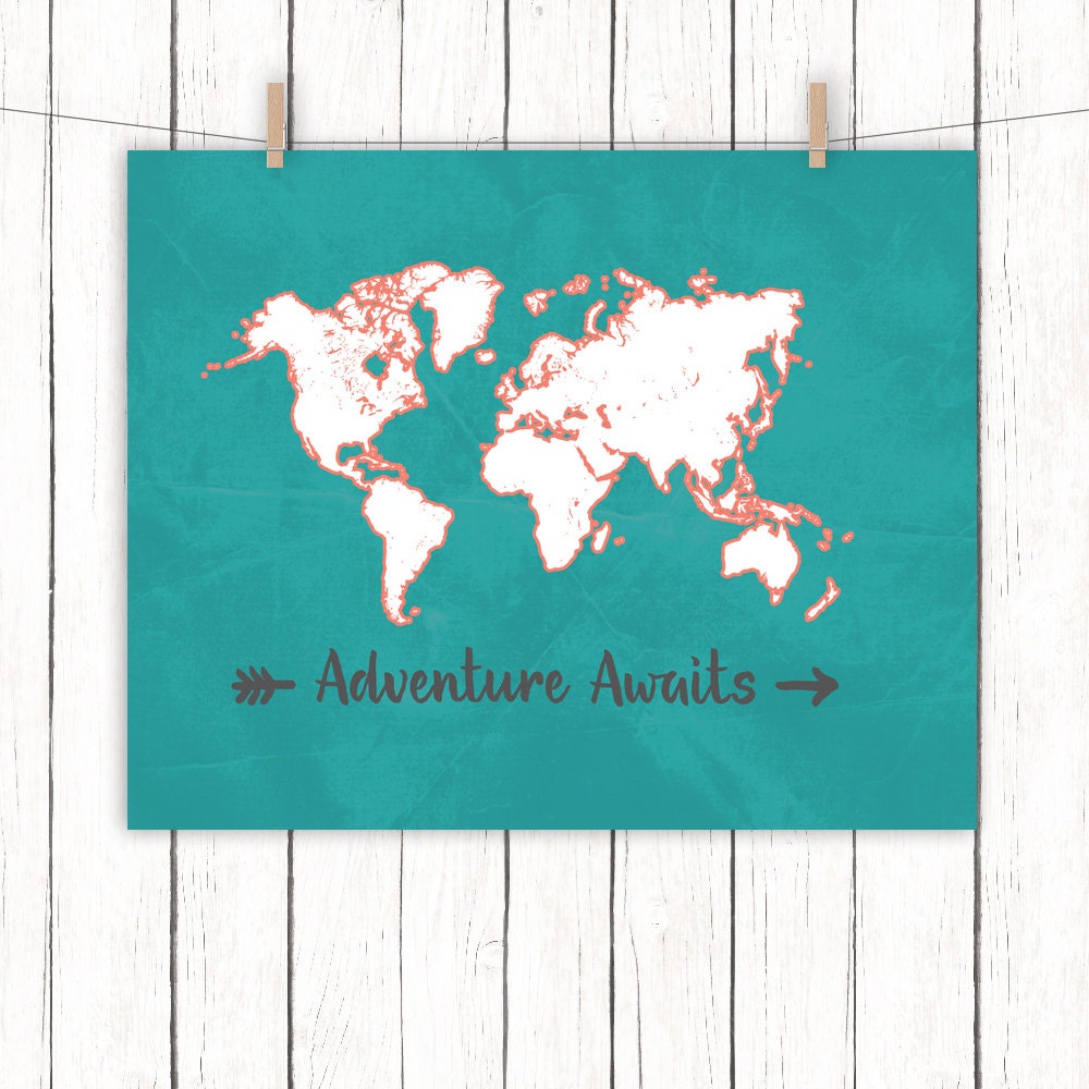nursery printable art adventure awaits quote world map nursery