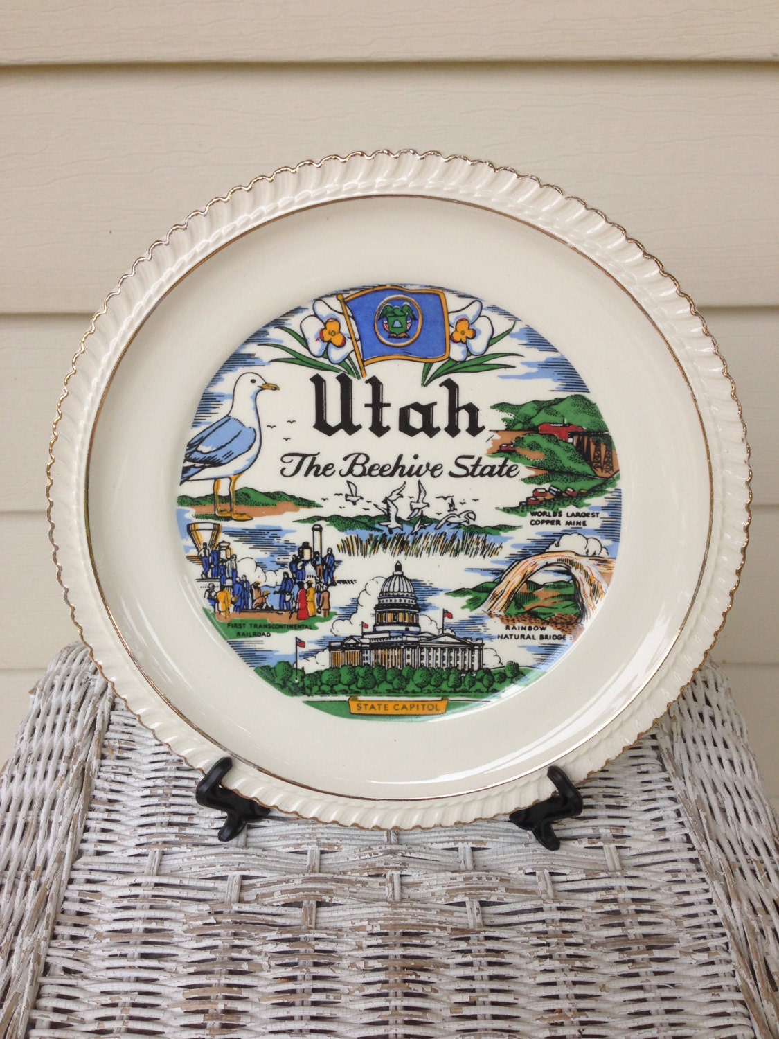 Vintage Utah Souvenir Plate by ToastyBarkerBoutique on Etsy
