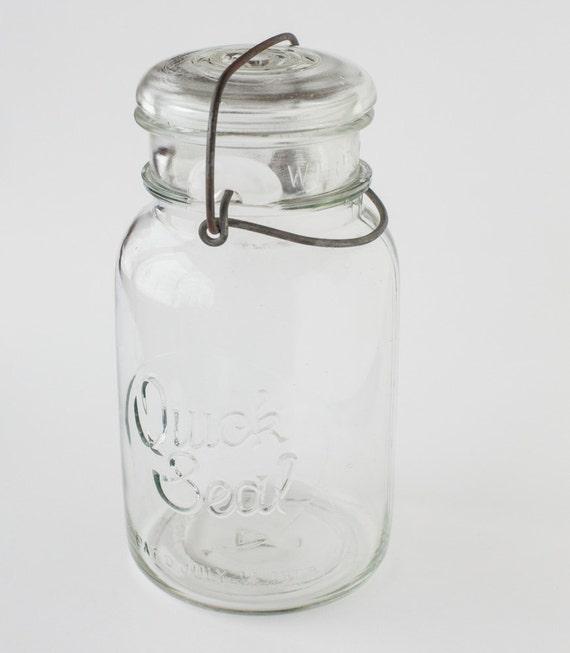 Old Quick Seal Clear Glass Canning Jar With Lid and Wire