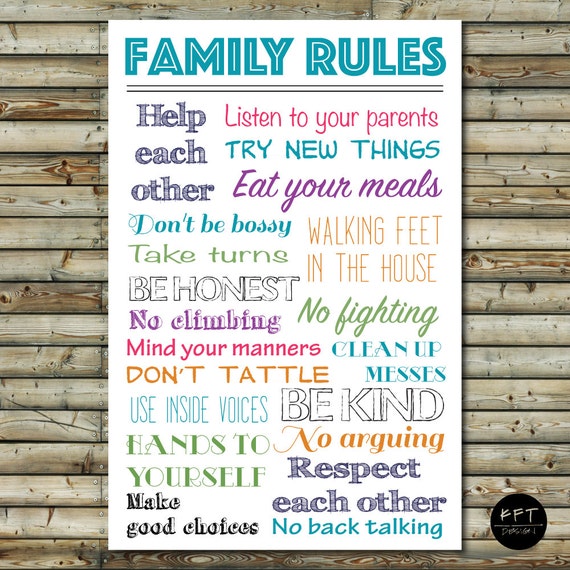 Custom Family Rules Poster Design Printable Digital File by KFTco