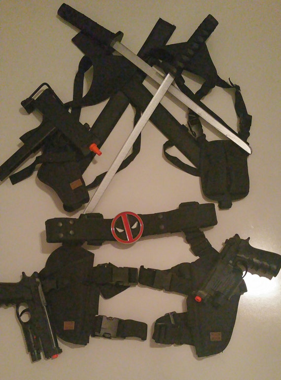 Deadpool Tactical Back Scabbard / Dual Leg Holsters / Shoulder Harness