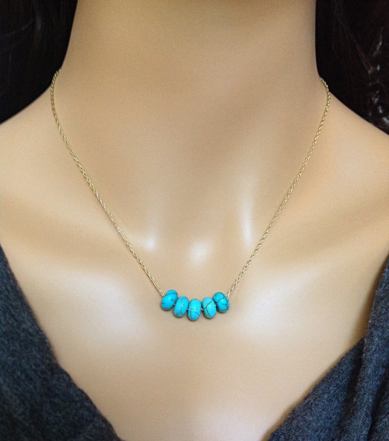 Turquoise Choker Necklace Country Girl Jewelry Delicate