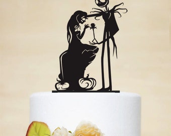 Wedding Cake Topper,Jack and Sally Silhouette,Custom Cake Topper,Elegant Cake Topper,Personalized Cake Topper,Unique Cake Topper P117