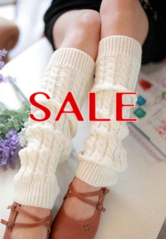 Slouchy Leg Warmers Stretchy Knitted CREAM Leg by KnittedLegs