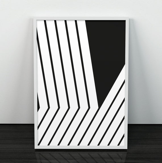 Black lines art Lines print Modern poster Abstract art Mid