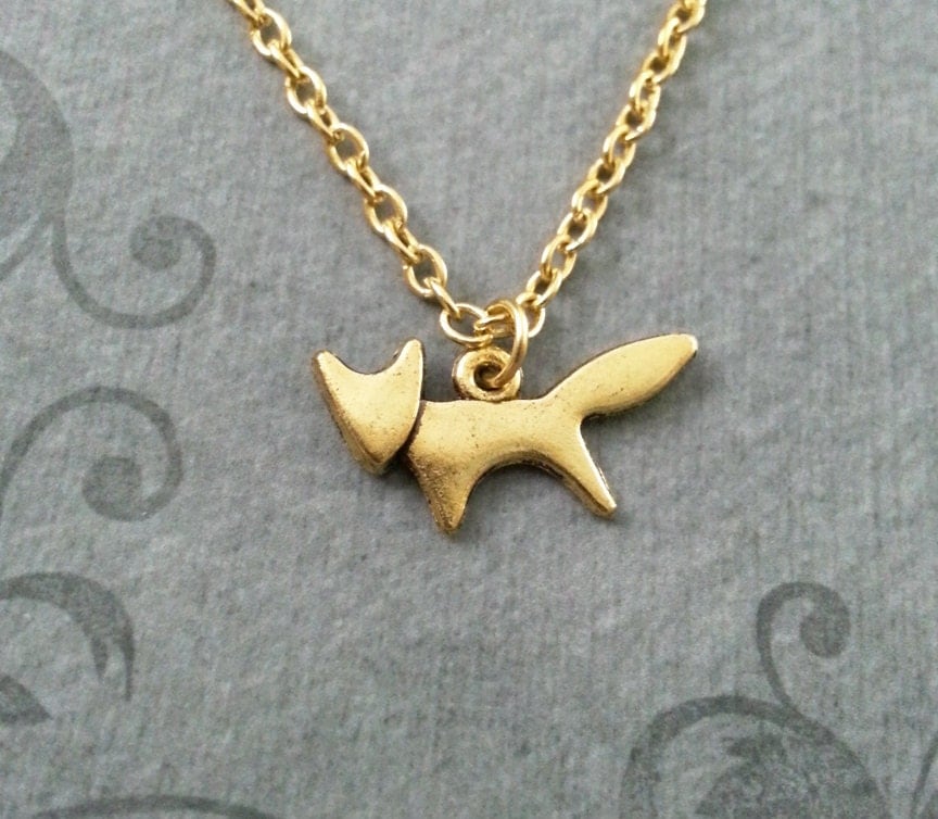 Fox Necklace VERY SMALL Fox Jewelry Gold Fox Charm Necklace