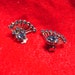 Fan-like Design EARRINGS 1930's Signed CORA Large and Small Blue Rhinestones with