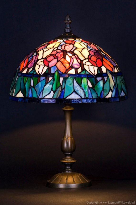 Tulip Lamp, Stained Glass Lamp, Bedside Lamp, Bedside Decor, Home Decor, Office Lamp, Reading Lamp, Library Lights, Reading Light, Desk Lamp