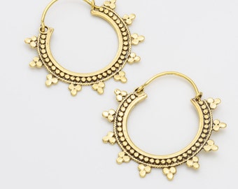 Indian tribal earrings. tribal earrings. bohemian earrings. ethnic earrings. hoop earrings. indian earrings. gypsy earrings. brass earrings.