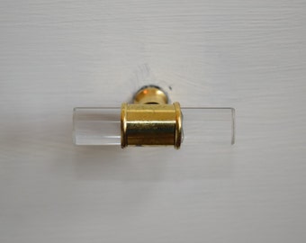 Glass Drawer Knobs Handles With Gold Hardware, Gold Drawer Pulls, Lucite Knobs, Lucite Drawer Knobs, Glass Knobs, Gold Knobs