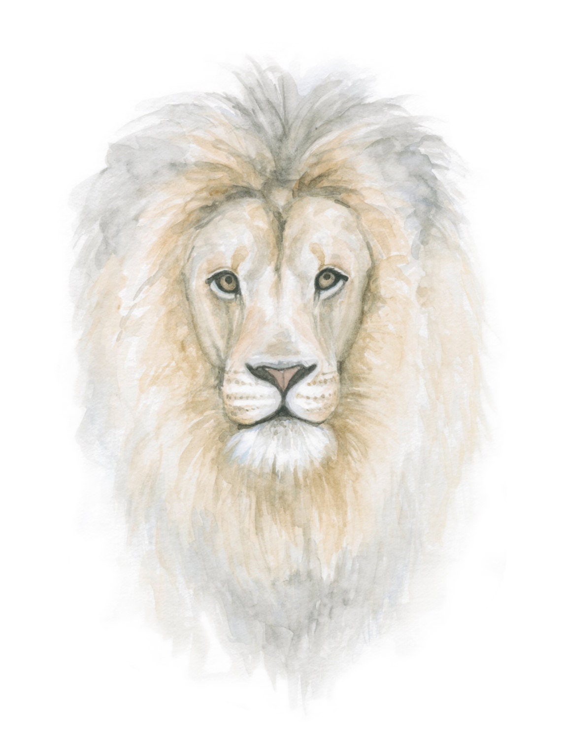Lion Watercolor Print Lion art Lion Painting Safari