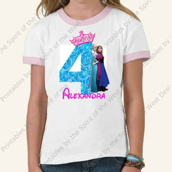 Personalized Fourth Birthday Girl Iron On Disney Party Frozen T-shirt ...