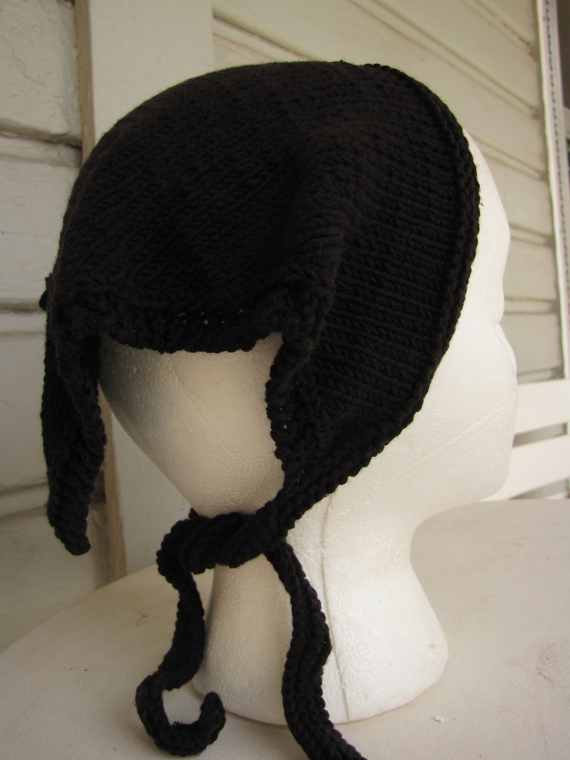 Handmade bandana handmade kerchief black knit by WetHenKnits