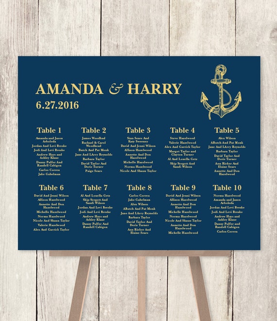 Nautical Seating Chart DIY / Nautical Wedding Sign / Gold