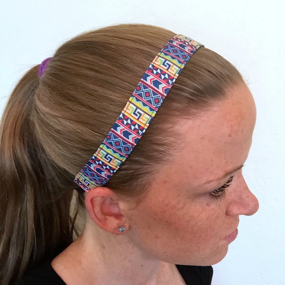 Printed velvet lined no slip 7/8 headband sports team