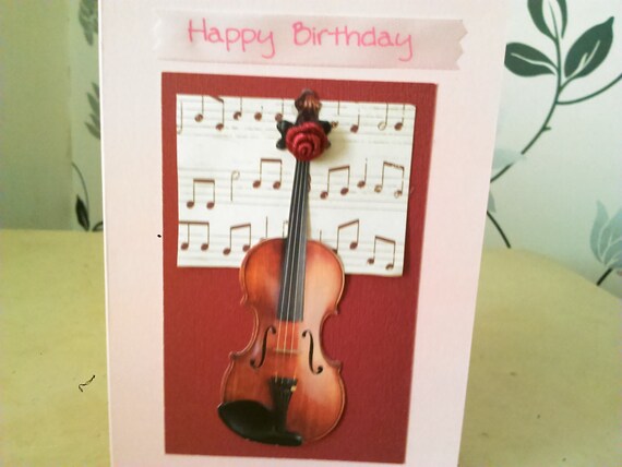 Elegant 50 Violin Happy Birthday Card
