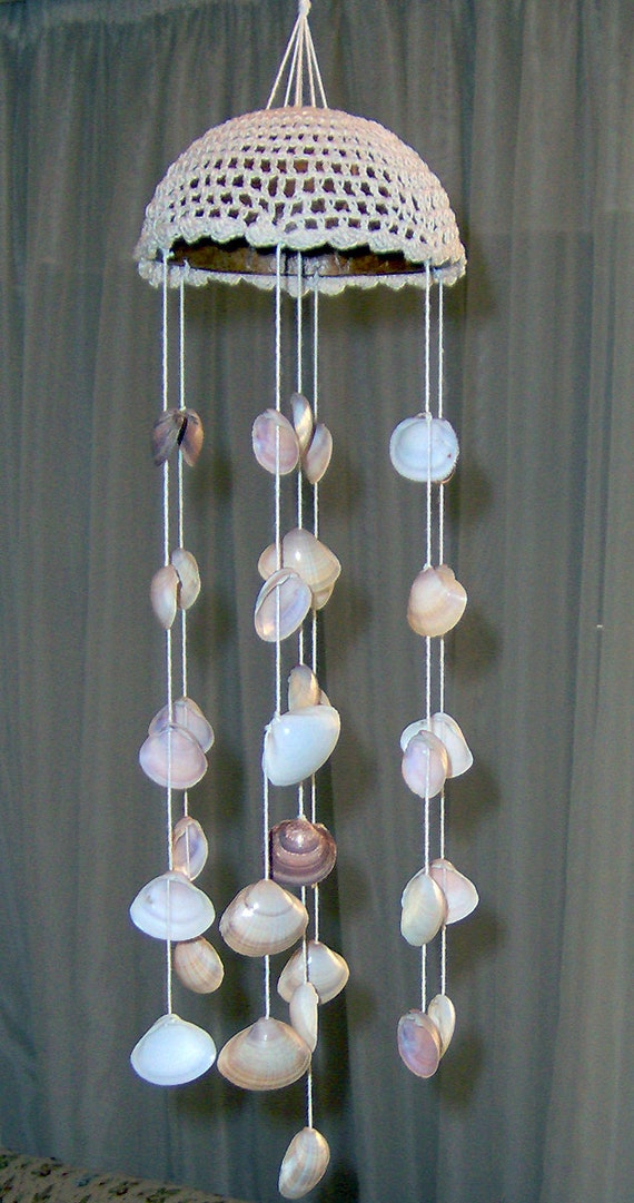 Natural Seashells wind chime Crochet top Hanging/Mobile