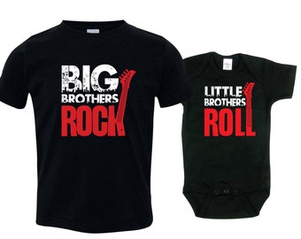 Big brother little brother shirts matching sibling shirts, Big Brothers Rock and Little Brothers Roll RCKSib