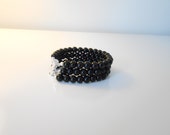 Black bracelet, Beaded bracelet, Birthday present, Bridal bracelet,  Chunky bracelet, Chunky jewelry,  Multistrand bracelet