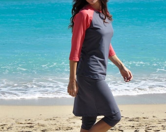 NIKKI | Swim Skirt with attached Capri Modest Active Swimwear - provides modest UV coverage for swimwear and sportswear
