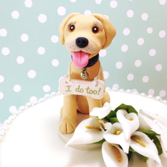 4 Yellow Lab Custom Wedding Dog Cake Topper by DogCakeTopper