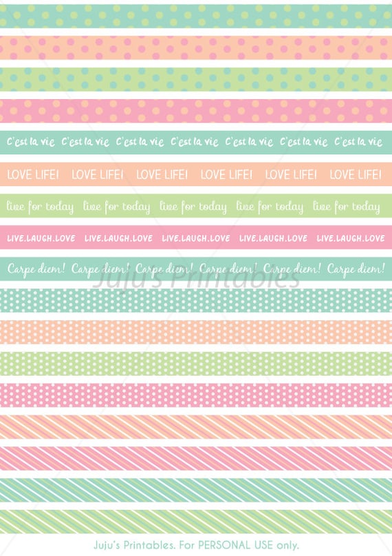 Items similar to 17 printable washi tape strips - Instant download ...