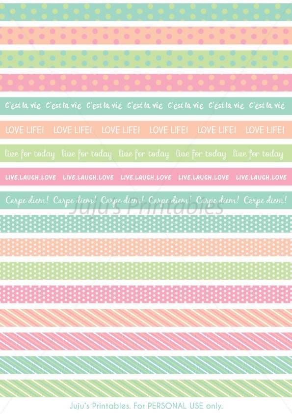 17 printable washi tape strips Instant download For