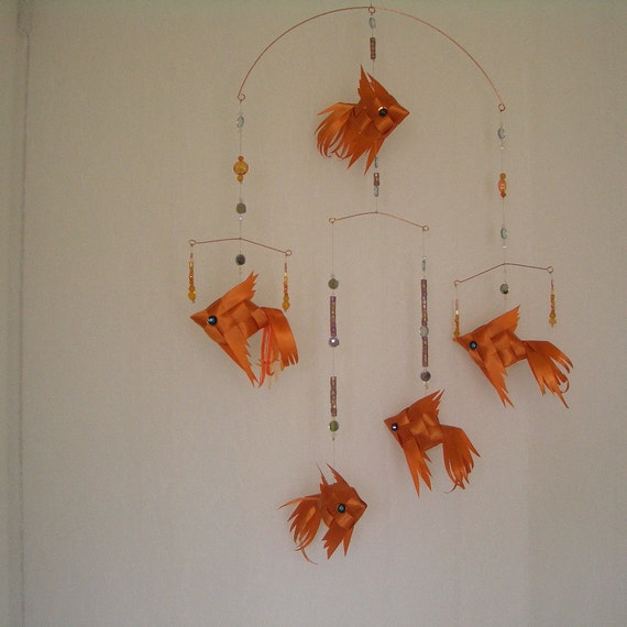Copper Ribbon Fish Mobile by LLsRibbonFish on Etsy
