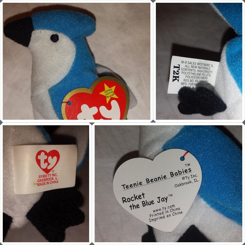 Ty Beanie Baby 1997 Rocket the Blue Jay Rare by CSideCollections