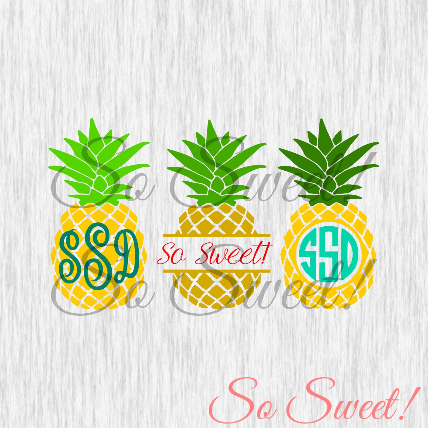 Download Pineapple SVG / DXF Monogram Frames for Silhouette Cut File