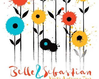 Screen Print Belle & Sebastian Poster Silkscreen - Flowers 2015 Tour Poster