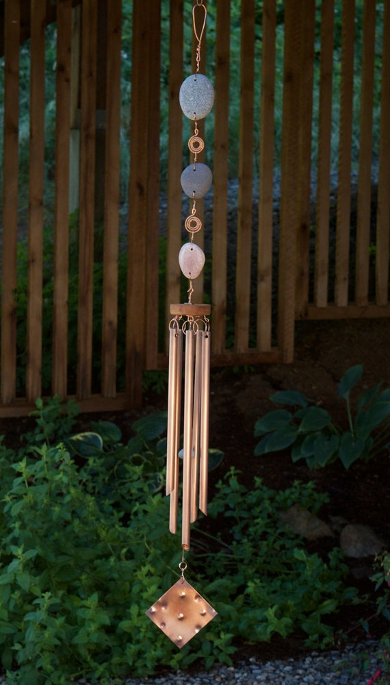 Wind Chime Beach Stones Copper Natural Stone By Coastchimes