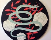 Snake - Original Round Acrylic Art Painting