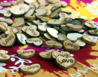 100 Tiny wooden Hearts, Rustic Wedding, Love, Confetti, Wedding, Barn Wedding, Wedding Shower, Baby Shower