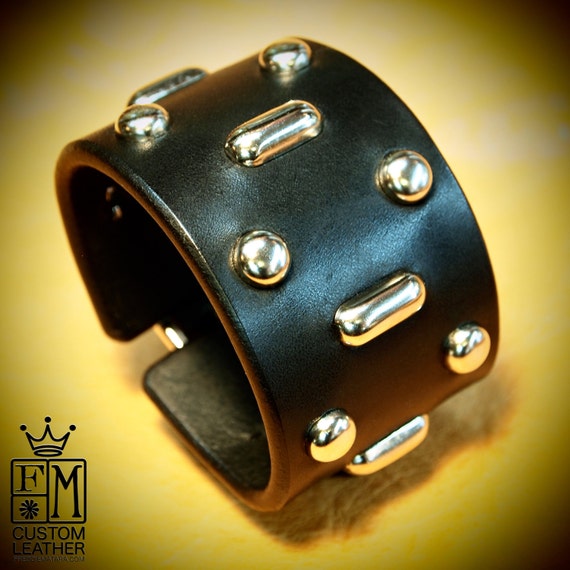 Leather cuff wristband Black Fear and Loathing In Las Vegas American bridle Leather Depp/Thompson made in Brooklyn NYC by Freddie Matara