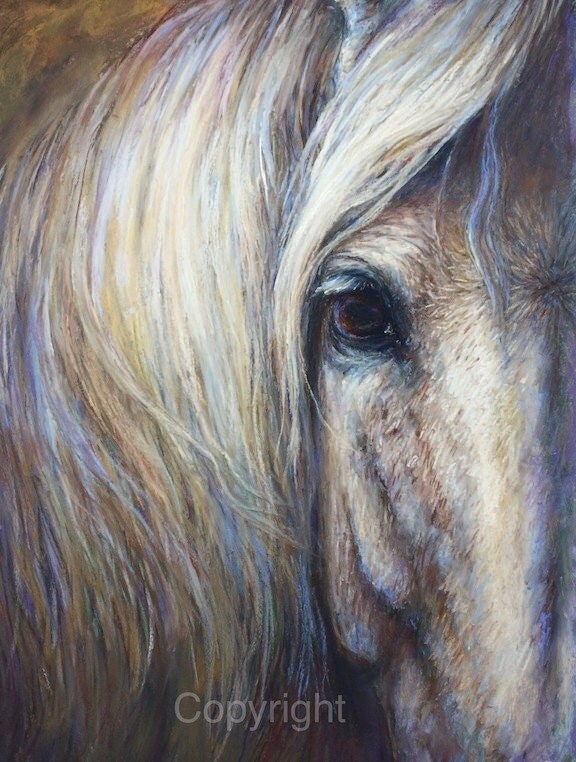 Horse Art Print of soulful eye on canvas or paper of