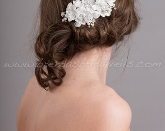 Bridal Lace Hair Comb, Wedding Lace Headpiece, Wedding Hair Accessory, White or Light Ivory - Bridget